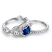 Princess Cut 925 Sterling Silver Blue Sapphire Women's Engagement Ring