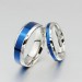 Titanium Steel Silver Blue Promise Rings for Couples