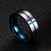 Tungsten Blue & Silver Cross Men's Ring