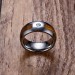 Tungsten Silver Round Cut White Sapphire Brown Men's Ring