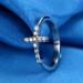 Titanium Cross Round Cut White Sapphire Silver Promise Rings For Her