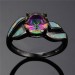 Round Cut Colorful Opal Black Women's Ring