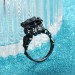 Cushion Cut Black Sapphire Skull Ring