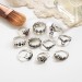Vintage Style Moon and Flower Hollow 10-Piece Ring Sets