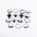 Fashion Black Sapphire Lotus Hollow 15-Piece Ring Sets
