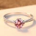 Round Cut Pink Sapphire 925 Sterling Silver Promise Ring