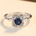 Round Cut Blue Sapphire 925 Sterling Silver Promise Ring