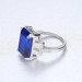 Emerald Cut Blue Sapphire & Emerald 925 Sterling Silver Promise Ring