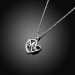 Round Cut White Sapphire Heart "Mom" Necklace