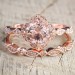 Round Cut Pink Sapphire Halo Rose Gold Bridal Sets