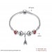 Red and White Petals Eiffel Tower Pendant S925 Silver Bracelets