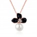 Pearl Round Cut White Sapphire Gold/Rose Gold/Silver Titanium Necklaces