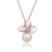 Pearl Round Cut White Sapphire Gold/Rose Gold/Silver Titanium Necklaces