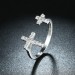 Cross Round Cut White Sapphire S925 Silver Rings