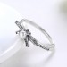Pearl Round Cut White Sapphire Bowknot S925 Silver Rings