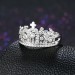 Round Cut White Sapphire Crown S925 Silver Promise Rings