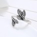 Leaf Round Cut White Sapphire S925 Silver Promise Rings
