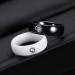 Round Cut Black and White Ceramic Couple Rings