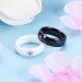Round Cut Black and White Ceramic Couple Rings