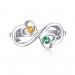 Round Cut Emerald & Topaz S925 Silver Infinity Rings