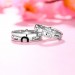 "Ture Love" Lock White and Black Sapphire s925 Silver Couple Rings