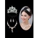 Bright Alloy Clear Crystals Pearls Wedding Headpieces Necklaces Earrings Set