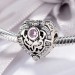 Heart with Pink Stone Charm Sterling Silver