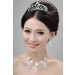 Elegant Alloy Clear Crystals Pearls Wedding Headpieces Necklaces Earrings Set