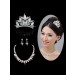 Fashionable Pearls Alloy Clear Crystals Wedding Headpieces Necklaces Earrings Set