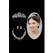 New Style Nice Alloy Clear Crystals Pearls Wedding Headpieces Necklaces Earrings Set
