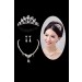 Nice Alloy Clear Crystals Pearl Wedding Headpieces Necklaces Earrings Set