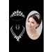 Very Nice Alloy Clear Crystals Pearls Wedding Headpieces Necklaces Earrings Set